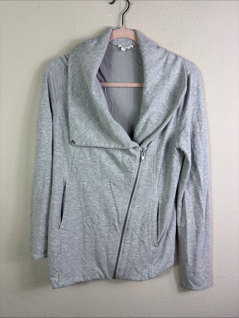Helmut Lang Heather Gray Asymmetric Zip Knit Jacket size Medium